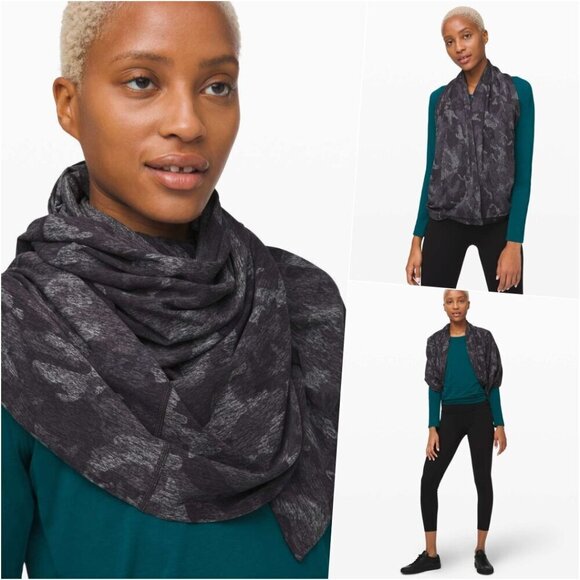 RARE Lululemon Lightweight Vinyasa Scarf Wrap Camo Black NWOT - Picture 1 of 9